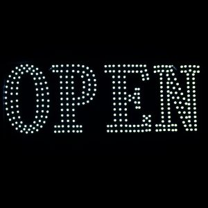 LED SIGN OPEN 30X10 WHITE