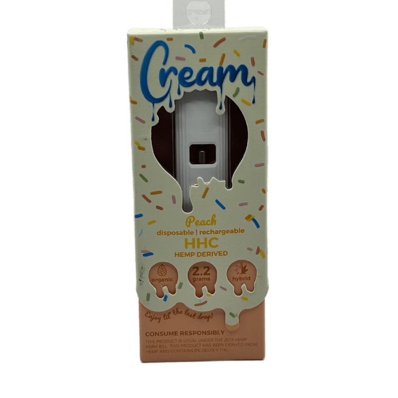 CREAM HHC 2.2GM DISPOSABLE PEACH BOX OF 5 Gotham Distro X OB Wholesale