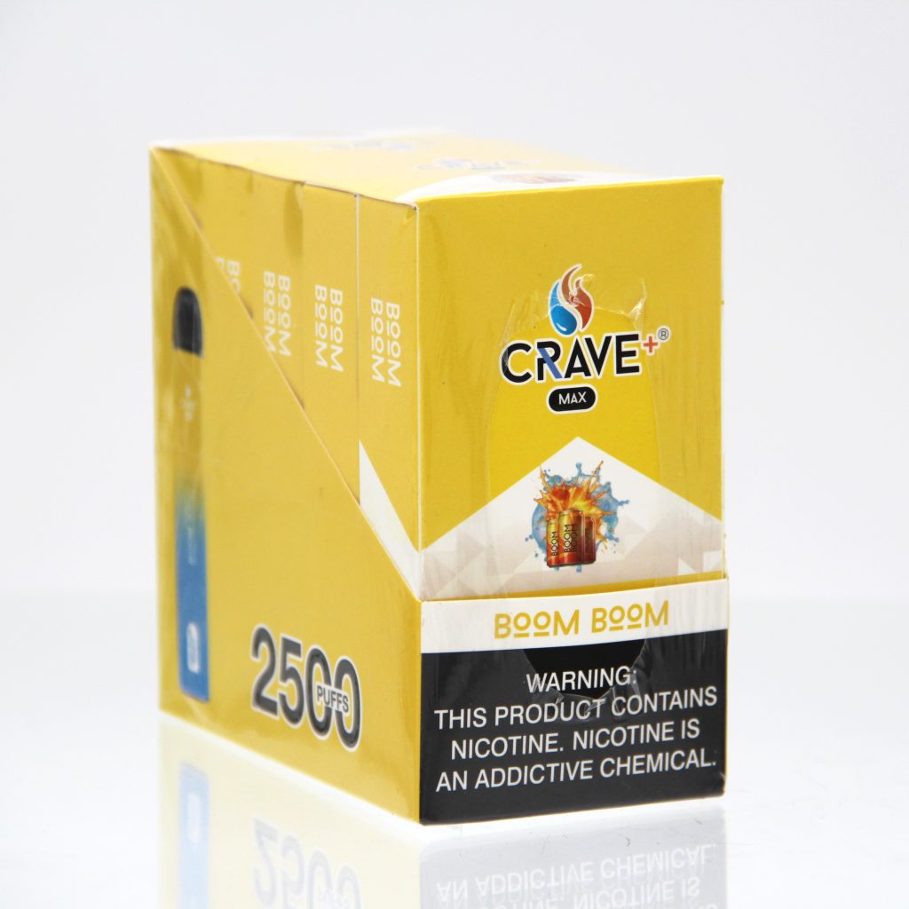 CRAVE PLUS MAX DISPOSABLE 2500PF 5 BOOM BOOM BOX OF 10 Gotham Distro