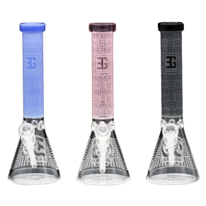 15.5'' ETCHED SQUARE DESIGN EG GLASS WATERPIPE