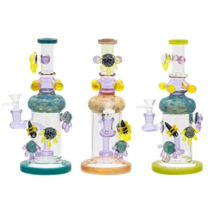 9.5'' BEE AND HONEYCOMB GLASS WATERPIPE