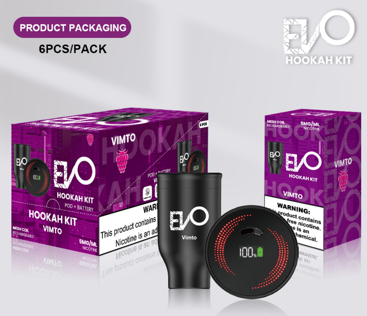 EVO HOOKAH KIT VIMTO BOX OF 6 Gotham Distro