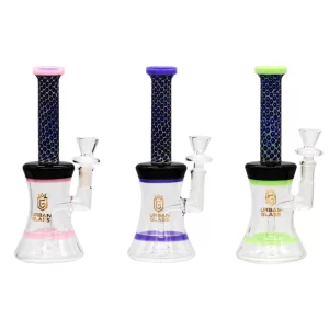 8'' OVAL BEAKER TOP HONEY COMB MATRIX SHOWER URBAN GLASS WATERPIPE