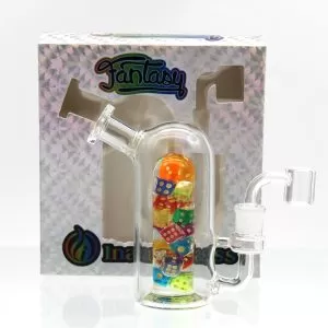 6'' GLASS WATERPIPE W/ MULTICOLORED DICE DESIGN