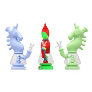 7.9'' SILICON WATERPIPE W/ UNICORN DESIGN /14MM MALE FUNNEL BOWL (SWP 874)