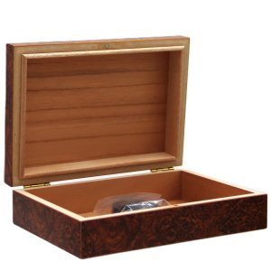 KINGSTAR BURL WOOD TRAVEL HUMIDOR WITH HUMIDIFIER BOX