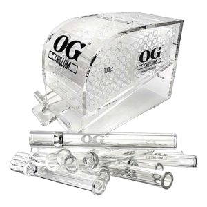 CLEAR GLASS OG CHILLUM ACRYLIC BOX WITH LOGO 100CT