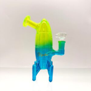 HIPSTER ROCKET GREEN & BLUE GLASS WATERPIPE (GS039GB)
