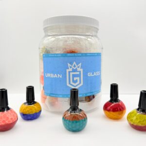 DOUBLE COLOR  HONEYCOMB BOWL 14MM W/ BLACK TUBE JOIN - 25CT JAR