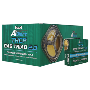 DAZED AI BLENZ THCA DAB TRIAD 2.0 ( CRUMBLE+BADDER+ WAX) 3G SHERBOOYA - BOX OF 4