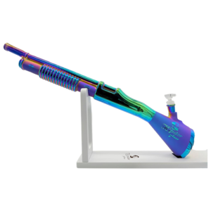 HIPSTER MACHINE GUN STYLE GREEN GLASS WATERPIPE (GS024)