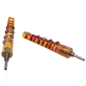 10MM TITANIUM TIP GLASS DONUT HONEY STRAW W/ 10MM STRAIGHT FEMALE JOINT LIKE THE PIC (CH 306-10MM-S)