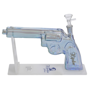 HIPSTER PISTOL CLEAR GREEN GLASS WATERPIPE (GS030CG)