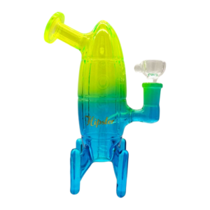 HIPSTER ROCKET GREEN & BLUE GLASS WATERPIPE (GS039GB)