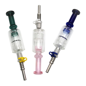 8.3'' GLASS HONEY STRAW W/ TYRE PERK W/ 14MM STAINLESS STEAL TIP W/ 14MM PLASTIC CLIP (CH 972-14-S)
