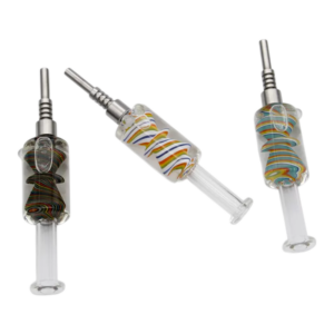 5.9" GLASS HONEY STRAW W/ STAINLESS JOINT AND STAINLESS STEEL TIP