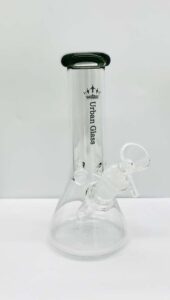 10” GLASS WATERPIPE W/ COLORED MOUTHPIECE ,W/ GLASS DOWN STEM AND GOG BOWL (ZQ 010)