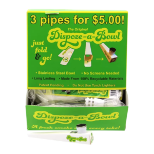 DISPOZE-A-BOWL DISPOSABLE HAND PIPES | PACK OF 3 - BOX OF 25