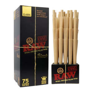 RAW CONE BLACK KING SIZE CLASSIC 75 CONES PER BOX