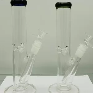 10'' GLASS WATERPIPE W/ COLORED MOUTHPIECE ,W/ GLASS DOWN STEM AND GOG BOWL (ZQ 010)