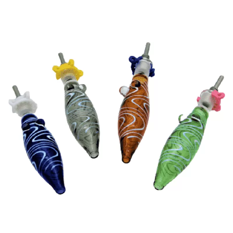 4.5'' GLASS HONEY STRAW W/ 10MM STAINLESS STEEL W/ 10MM PLASTIC CLIP