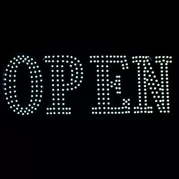 LED SIGN OPEN 30X10 WHITE | Gotham Distro
