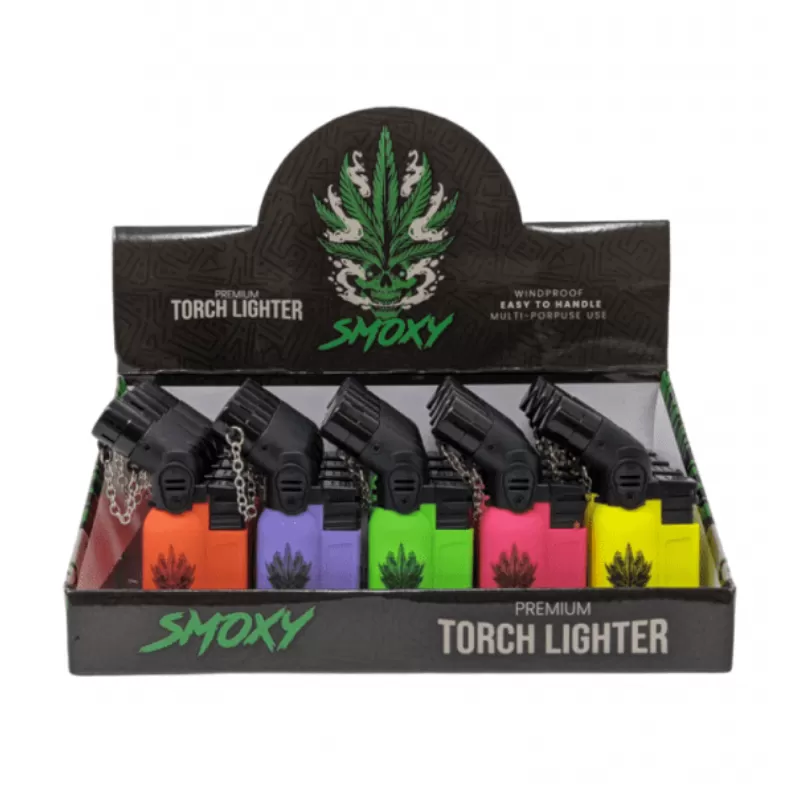 SMOXY MINI TORCH LIGHTER - AGNI RUBBER ASSORTED COLORS - (DISPLAY OF 20)