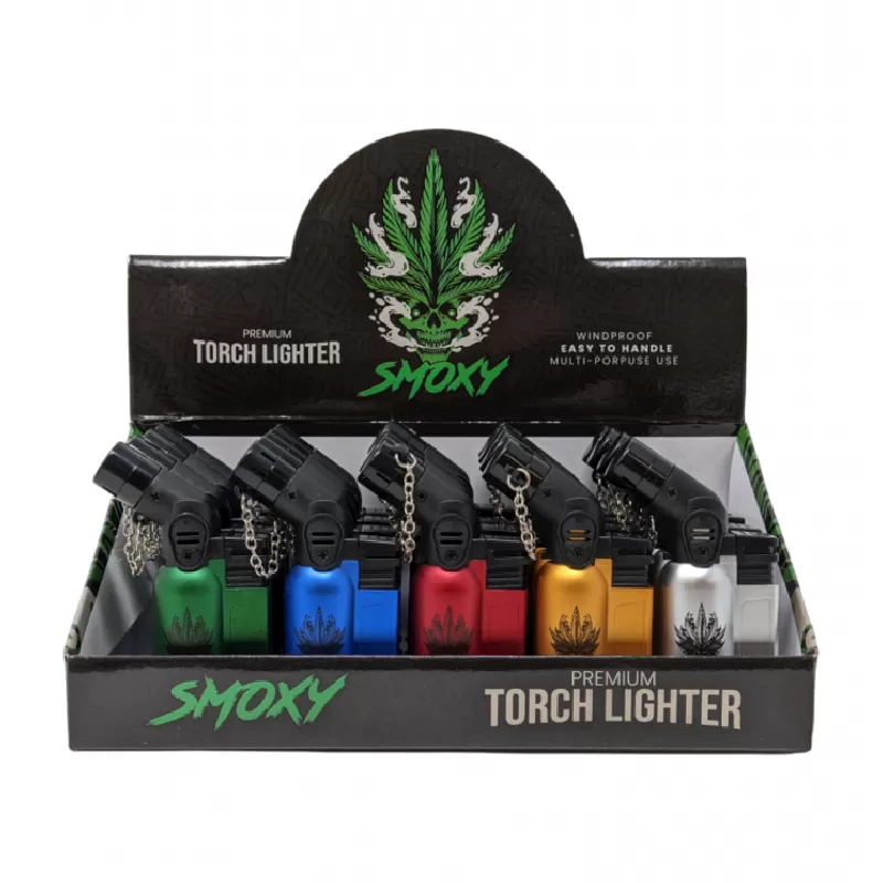 SMOXY MINI TORCH LIGHTER - AGNI METAL ASSORTED COLORS - (DISPLAY OF 20)