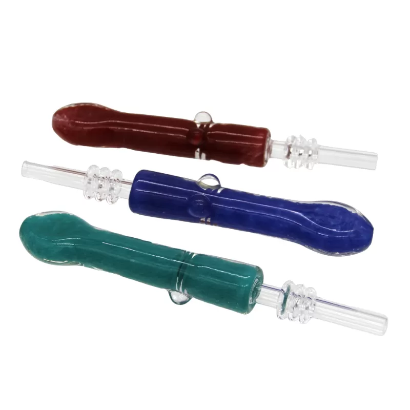 (CH 603-10MMQ) 3.8'' GLASS HONEY STRAW W/10MM MALE QUARTZ TIP