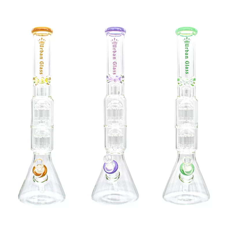 19" Double Perc Urban Glass Waterpipe – Gotham Distro