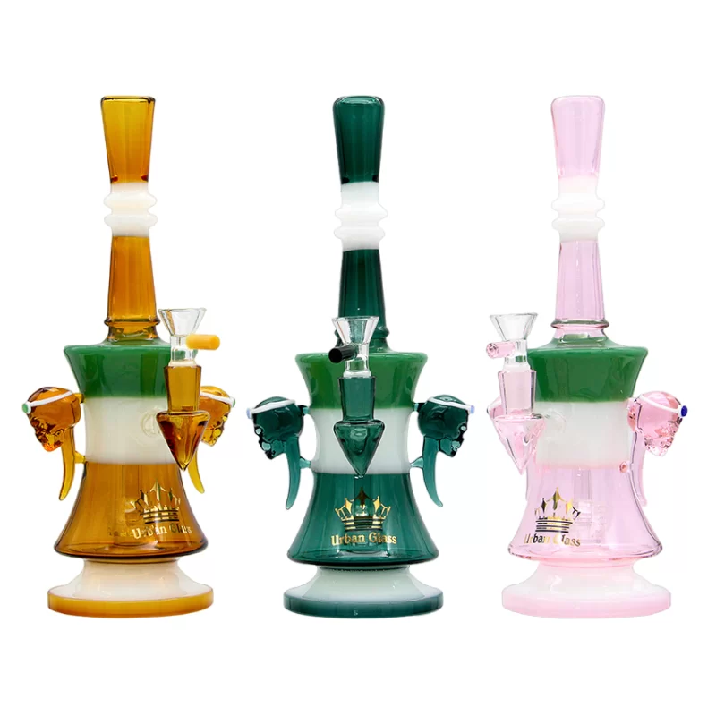 10'' STRIPED SKULL URBAN GLASS WATERPIPE