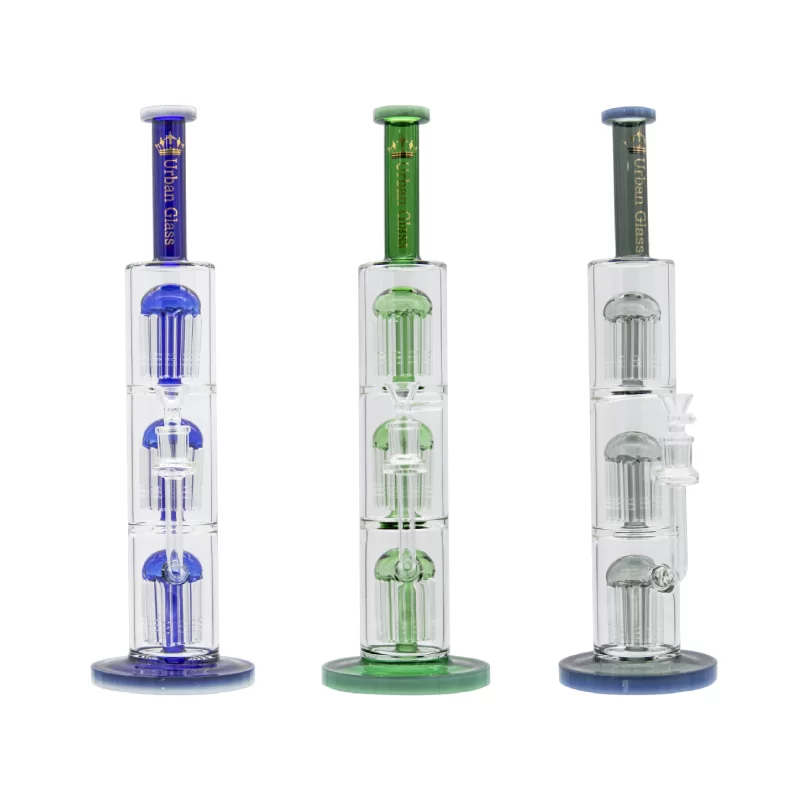 17'' 8 ARM TRIPLE CHAMBER URBAN GLASS WATERPIPE