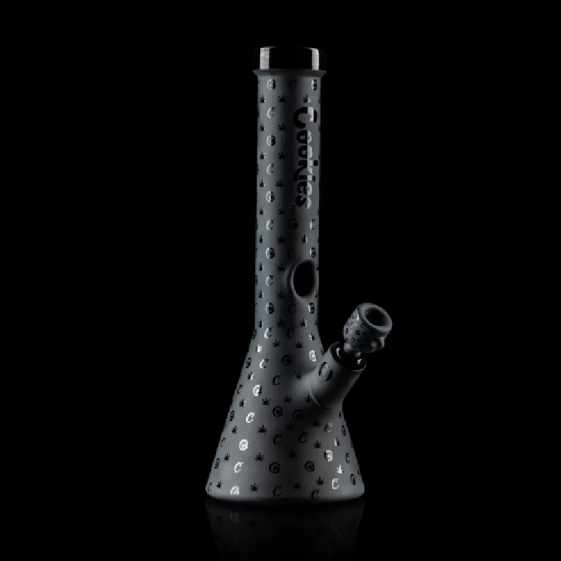 COOKIES 14'' BEAKER BLACK TUBING WITH COOKIES PRINT PATTERNED WATER PIPE (CKW009)