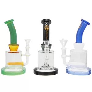 8'' URBAN GLASS BUBBLER W/ INLINE PERC COLOR TUBING