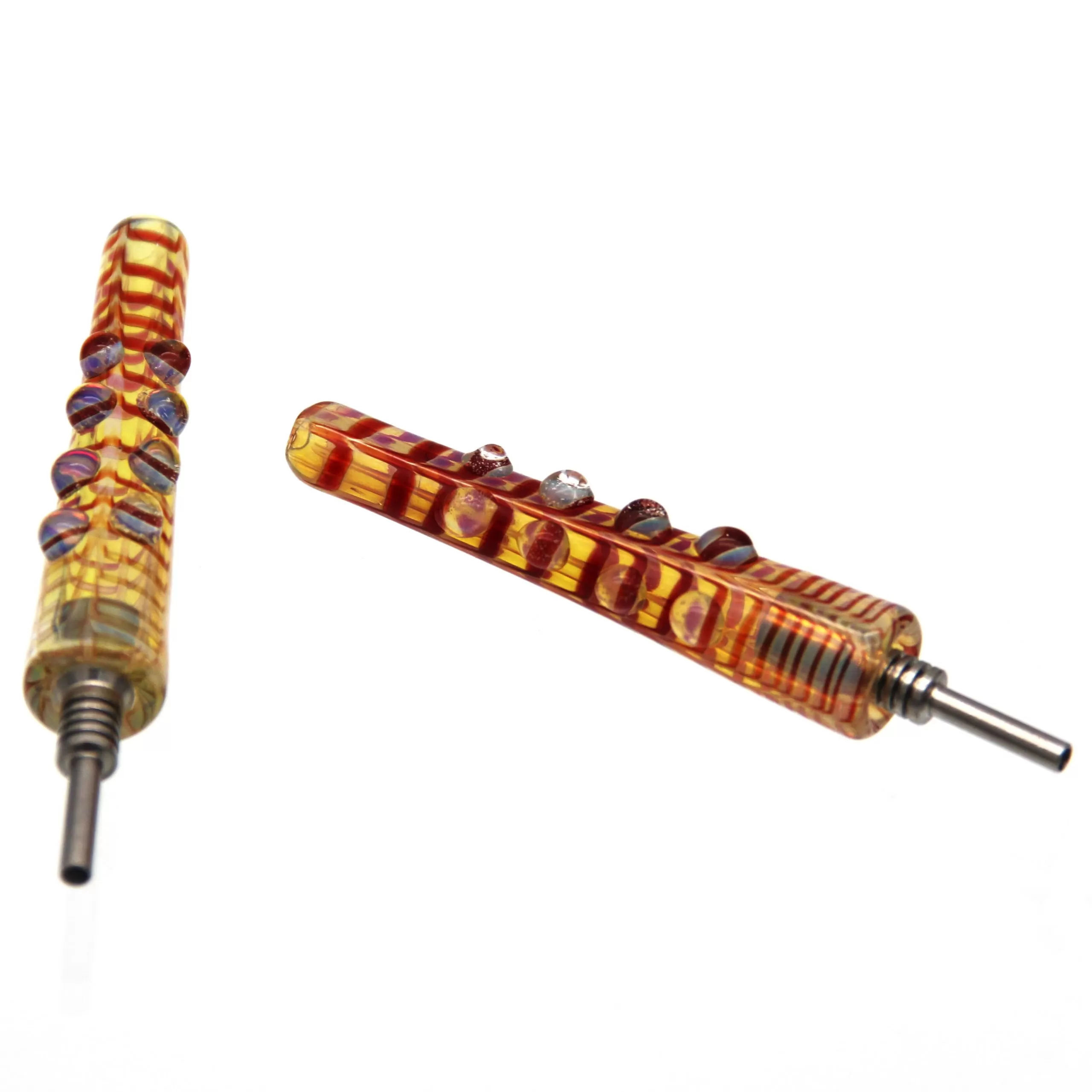 10MM TITANIUM TIP GLASS DONUT HONEY STRAW W/ 10MM STRAIGHT FEMALE JOINT LIKE THE PIC  (CH 306-10MM-S)