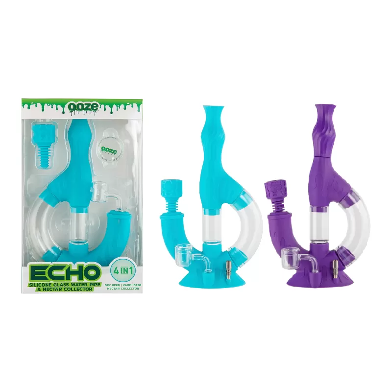 OOZE ECHO SILICON GLASS WATER PIPE & NECTAR COLLECTOR