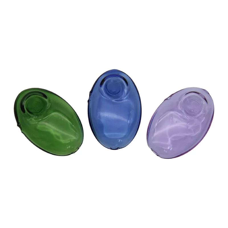 (GHP 840)  3.1'' GLASS HAND PIPE W/ OVAL SHAPE DESIGN