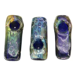 3'' INSIDE FLAT DOUBLE GLASS GOLDEN HAND PIPE