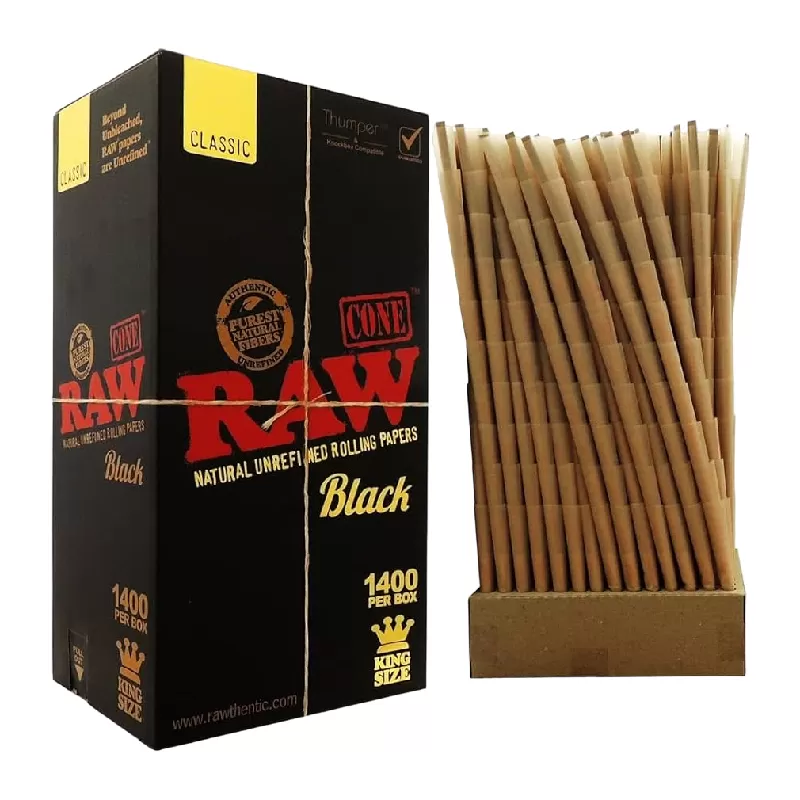 RAW CONE KINGSIZE CLASSIC BLACK 1400 PER BOX