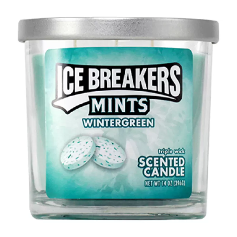 CANDY CANDLE 14OZ ICE BREAKERS MINTS WINTER GREEN