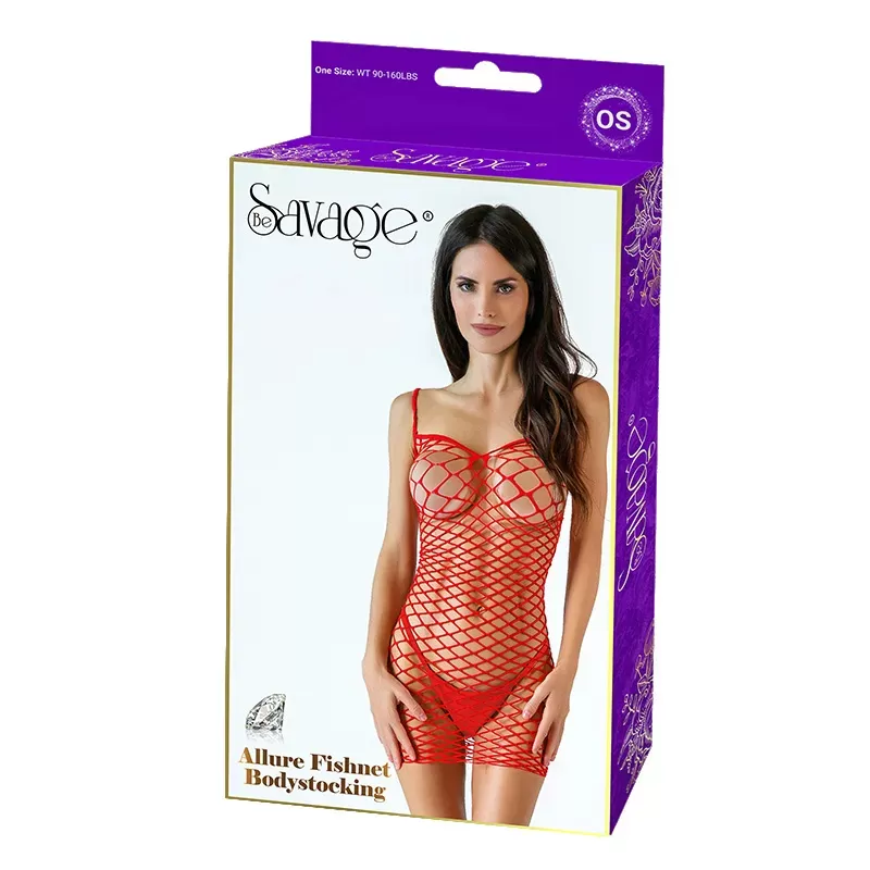 ALLURE FISHNET STOCKING-RED (SB 111 R)