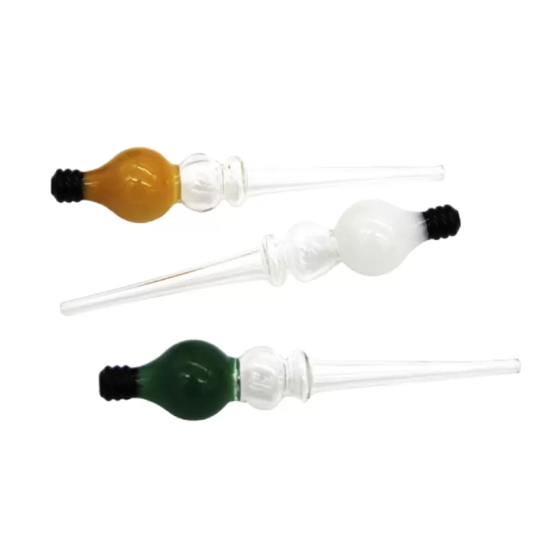 (CH 1230) 5.9'' GLASS HONEY STRAW W/ LIGHT BULB DESIGN