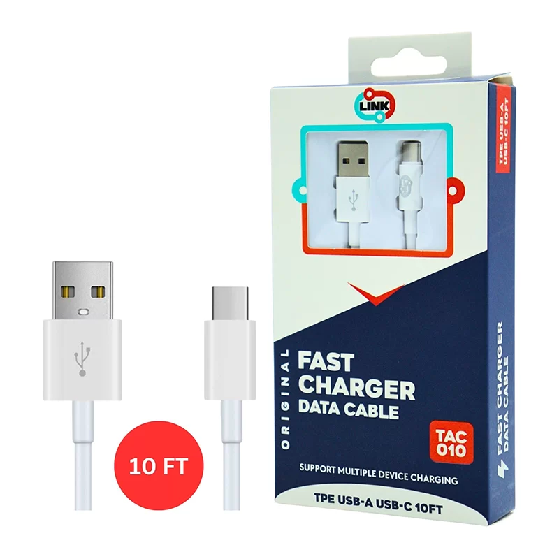 LINK FAST CHARGER CABLE TPE USB-A TO TYPE-C 10FT (TAC010)