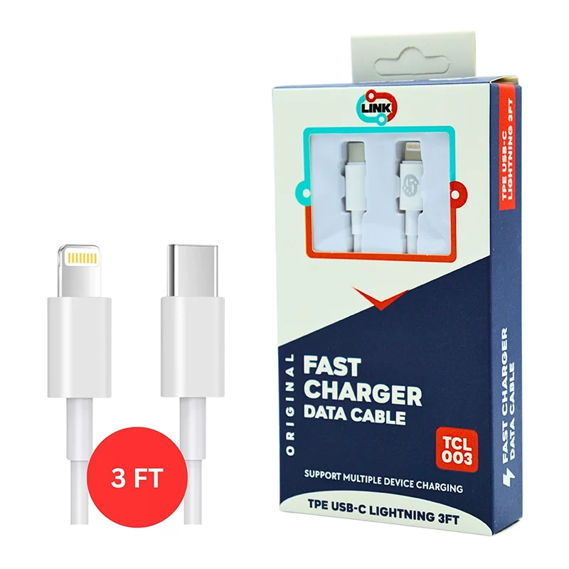 LINK FAST CHARGER CABLE TPE TYPE-C TO IPHONE LIGHTNING 3FT (TCL003)