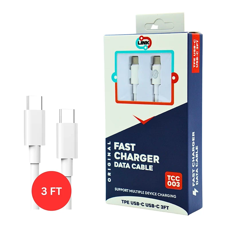 LINK FAST CHARGER CABLE TPE TYPE-C TO TYPE-C 3FT (TCC003)