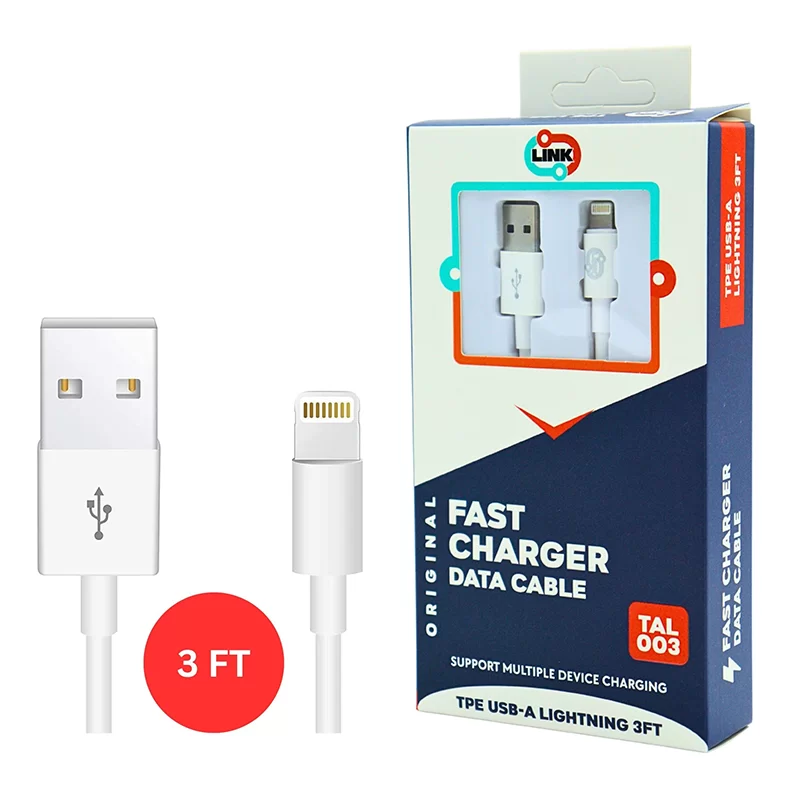 LINK FAST CHARGER CABLE TPE USB-A TO IPHONE LIGHTNING 3FT (TAL003)