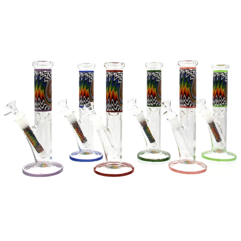 FGP 5233 ( 10'' GLASS WATERPIPE WITH ZIG WAG COLOR DECAL DESIGN / 19MM MATCHING COLOR DOWNSTEM AND 14MM COMMON)