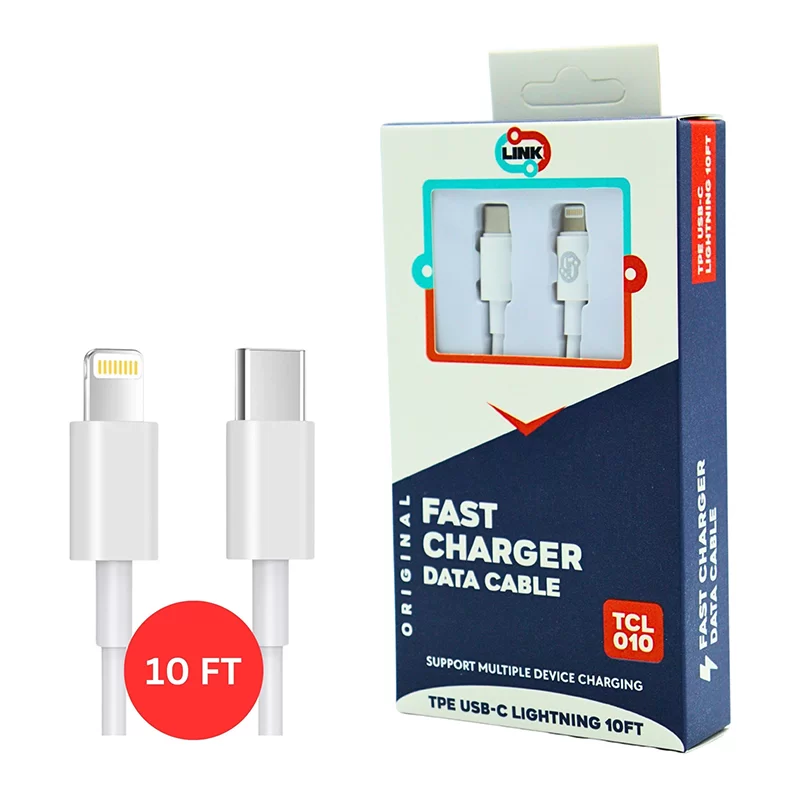 LINK FAST CHARGER CABLE TPE TYPE-C TO IPHONE LIGHTNING 10FT (TCL010)