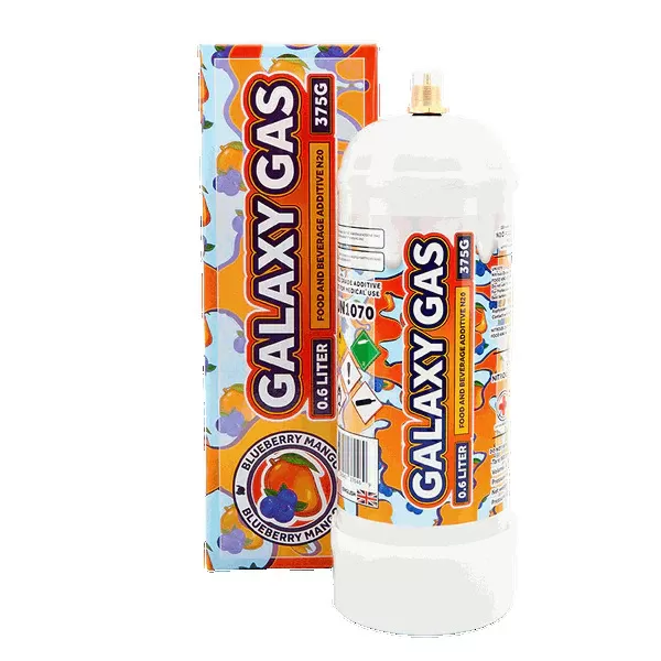 GALAXY GAS WHIP CREAM CHARGER 0.6L 375G TANK BLUEBERRY MANGO  -BOX OF 6 TANK