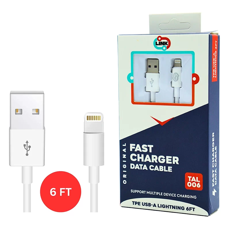 LINK FAST CHARGER CABLE TPE USB-A TO IPHONE LIGHTNING 6FT (TAL006)